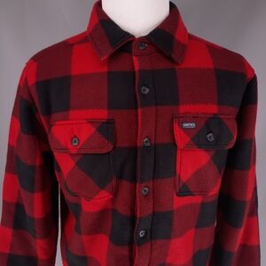Smith's Workwear Shirt Jacket Red Buffalo Plaid Men’s Size L Sherpa Flannel
